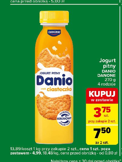 Jogurt pitny ciasteczko Danone danio promocja