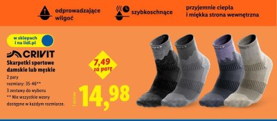 Skarpetki sportowe damskie / męskie 2 pary promocja w Lidl