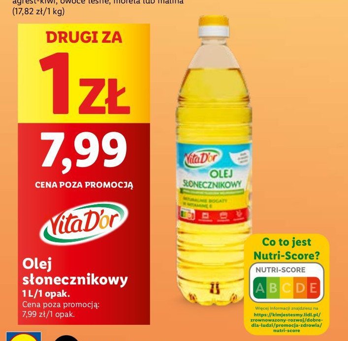 Olej słonecznikowy Vita d'or promocja w Lidl