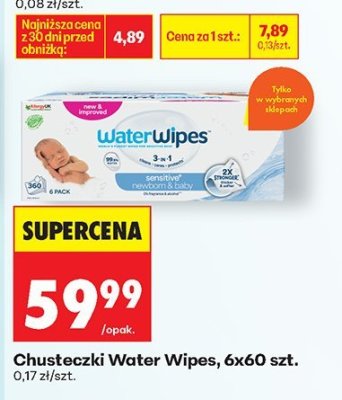 Chusteczki Water Wipes, 6x60 szt. promocja w Biedronka