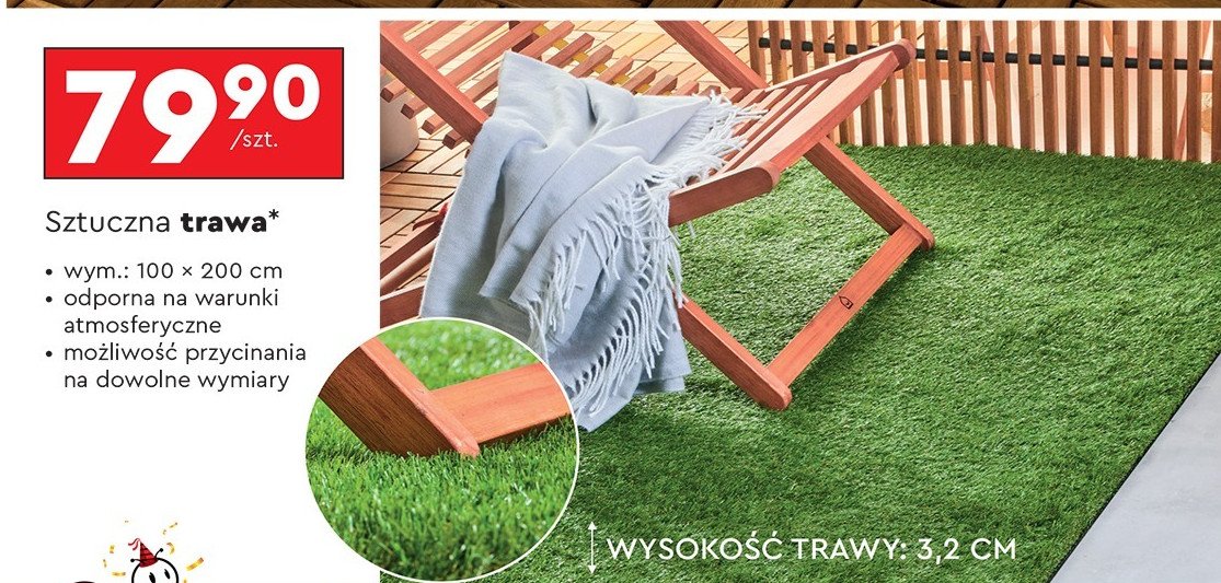 Sztuczna trawa 100 x 200 cm promocja w Biedronka