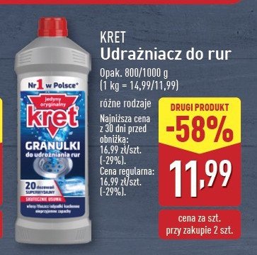 Żel do udrożniania rur Kret promocja