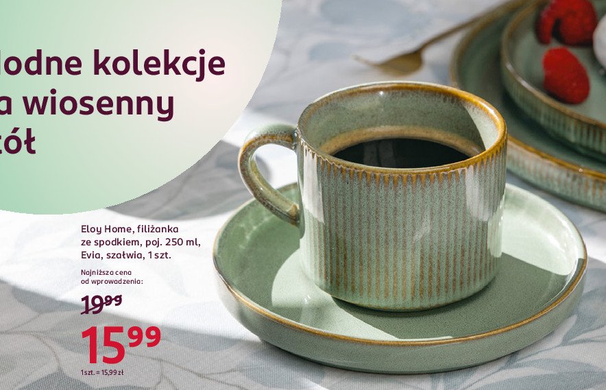 Filiżanka ze spodkiem evia szałwia 250 ml Eloy home promocja w Rossmann