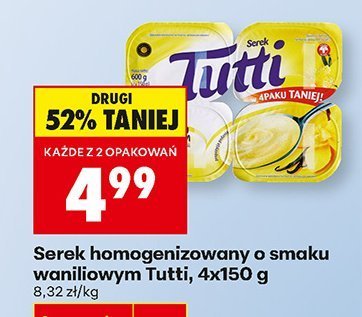 Serek homogenizowany o smaku waniliowym Tutti, 4x150 g promocja w Biedronka