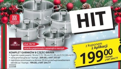 Komplet garnków 8 części Brava promocja w Selgros