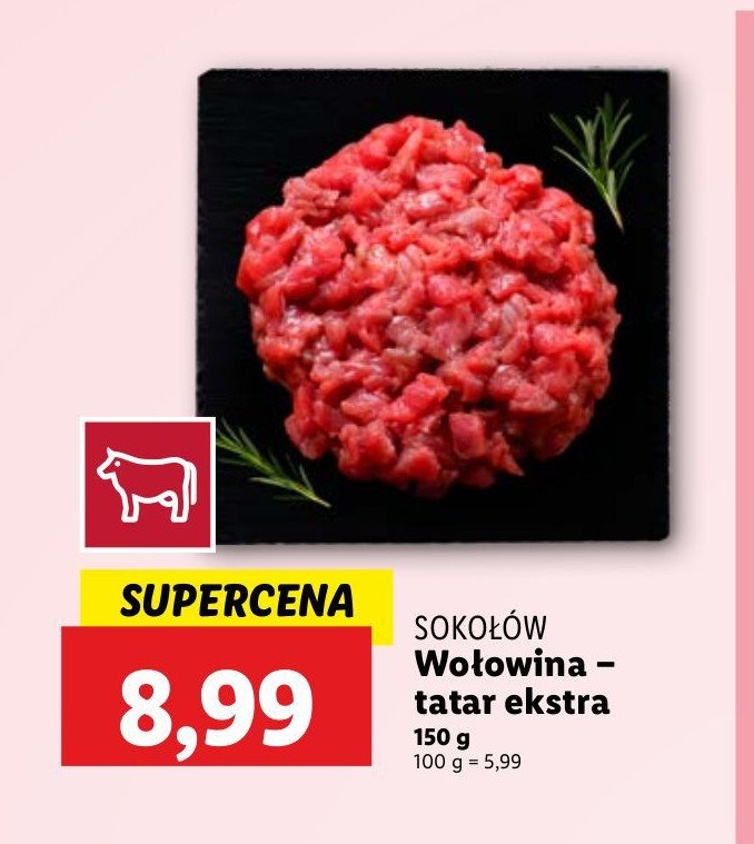 Tatar wołowy ekstra Sokołów promocja w Lidl