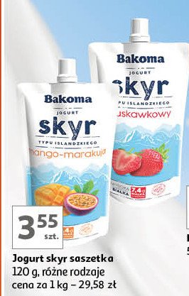 Jogurt truskawkowy saszetka Bakoma skyr promocja