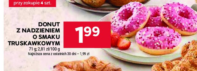 Donut truskawkowy z posypką promocja w Stokrotka