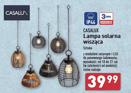 Lampa solarna wisząca Casalux promocja