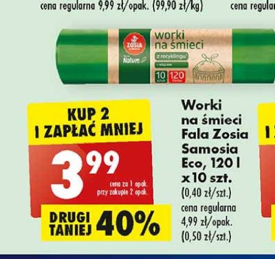 Worki na śmieci z taśmą 120 l Zosia samosia promocja