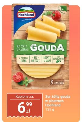 Ser żółty gouda w plastrach Hochland promocja w Dino