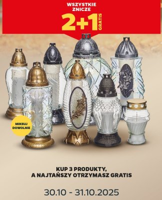 Znicze wszystkie rodzaje 2+1 gratis promocja w Netto