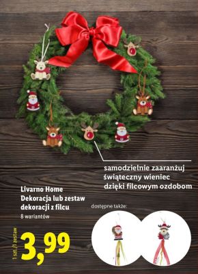 Dekoracja lub zestaw dekoracji z filcu promocja w Lidl