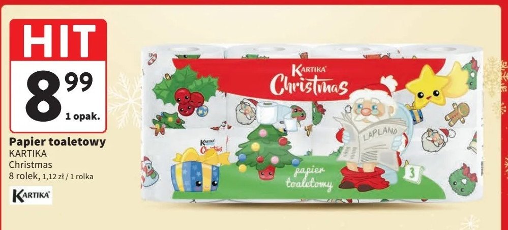 Papier toaletowy christmas Kartika promocja w Intermarche