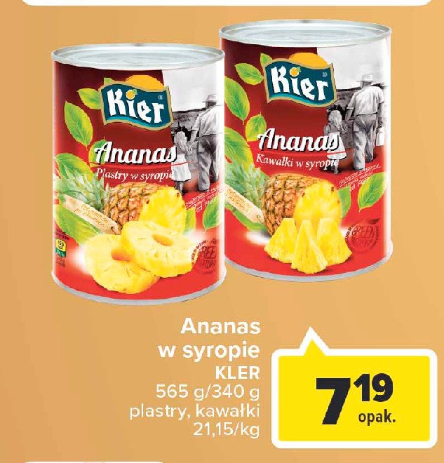 Ananas kawałki w lekkim syropie Kier marimax promocja