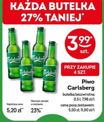 Piwo Carlsberg butelka bezzwrotna promocja w Żabka