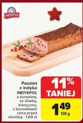 Pasztet z indyka Indykpol z żurawiną, ze śliwką, klasyczny, z borowikami promocja w Carrefour Market