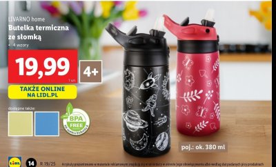 Butelka termiczna ze słomką 380 ml LIVARNO HOME promocja