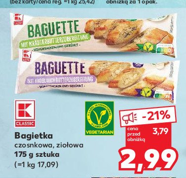 Bagietka z masłem ziołowym K-classic promocja w Kaufland