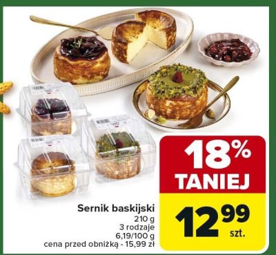 Sernik baskijski 210 g 3 rodzaje promocja w Carrefour
