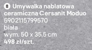 Umywalka nablatowa ceramiczna Cersanit Moduo promocja w Castorama