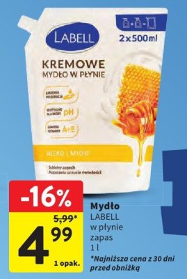 Mydło Labell w płynie kremowe zapas promocja w Intermarche