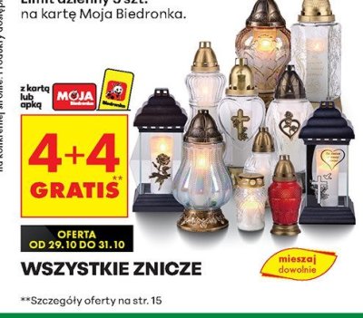 Znicze wszystkie 4+4 gratis promocja w Biedronka