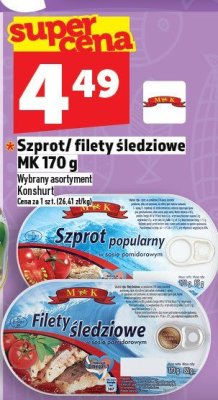 Szprot/filety śledziowe MK 170 g promocja w TOPAZ