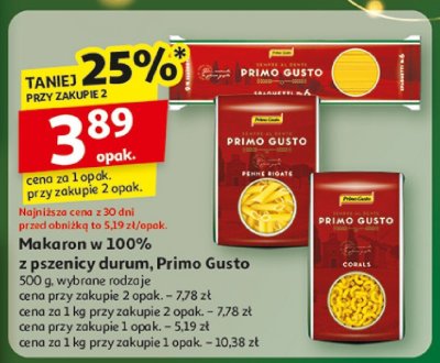Makaron w 100% z pszenicy durum, Primo Gusto promocja w Auchan