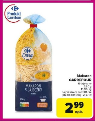 Makaron 5 jajeczny nitki Carrefour promocja