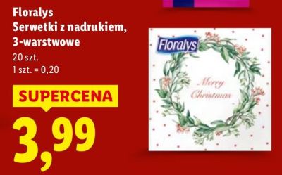 Serwetki z nadrukiem Floralys 3-warstwowe promocja w Lidl