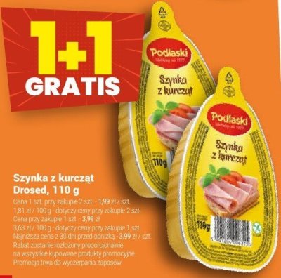 Szynka Szynka z kurczat Drosed, 110 g promocja w Twój Market