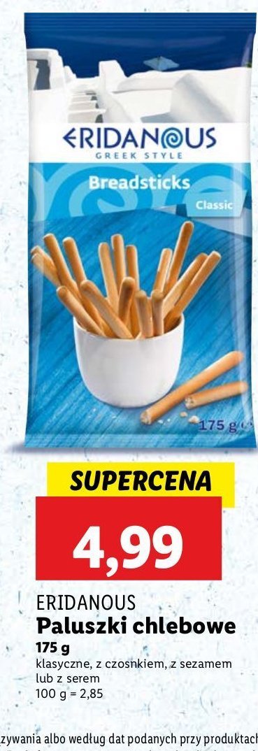 Paluszki chlebowe klasyczne Eridanous promocja w Lidl