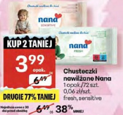 Chusteczki nawilżane Nana promocja w Delikatesy Centrum