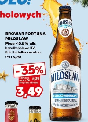 Piwo Browar Fortuna Miłosław <0,5% alk. bezalkoholowe IPA 0,5 l butelka zwrotna promocja w Kaufland