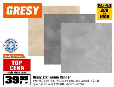 Gresy szkliwione Ranger promocja w OBI