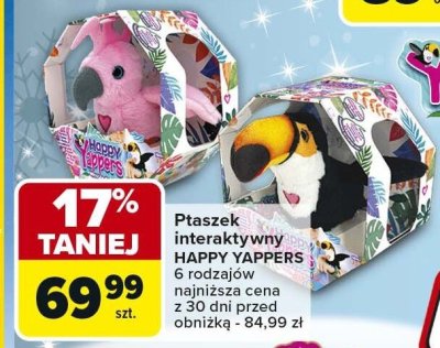 Ptaszek interaktywny HAPPY YAPPERS 6 rodzajów promocja w Carrefour