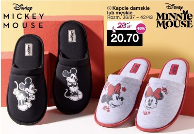 Kapcie damskie lub męskie Mickey Mouse / Minnie Mouse promocja w Woolworth