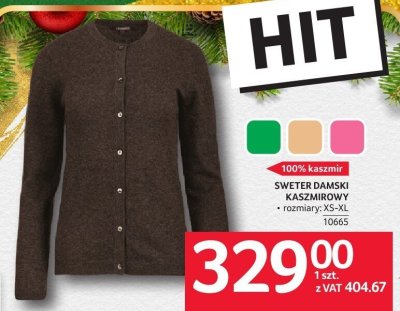 Sweter damski kaszmir rozmiary: XS-XL 100% kaszmir promocja w Selgros