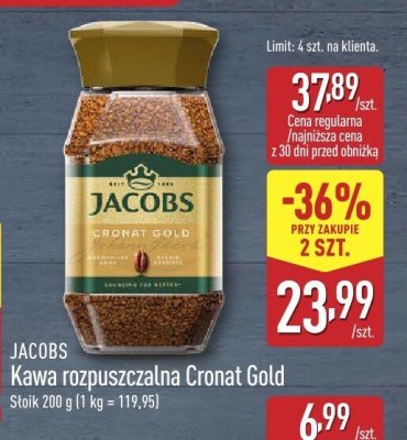 Kawa rozpuszczalna Jacobs Cronat Gold promocja w Aldi