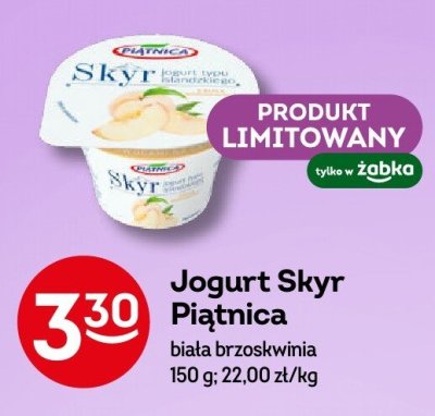 Jogurt Skyr Piątnica biała brzoskwinia promocja w Żabka