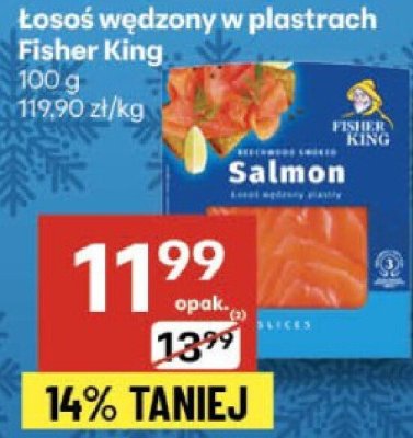 Łosoś wędzony w plastrach Fisher King promocja w Delikatesy Centrum