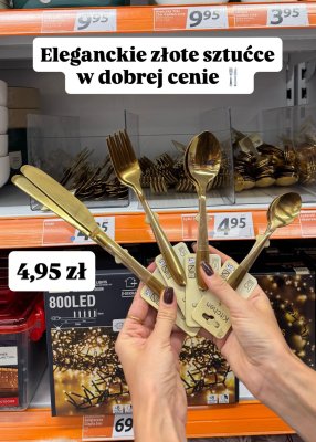 Sztućce złote eleganckie 1 opak. promocja w Action