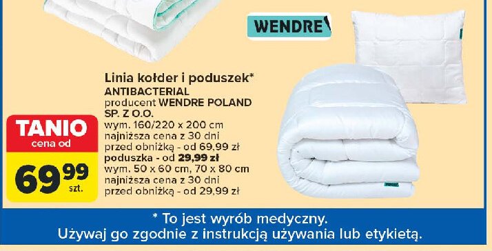 Poduszka antibacterial 50 x 60 cm Wendre promocja