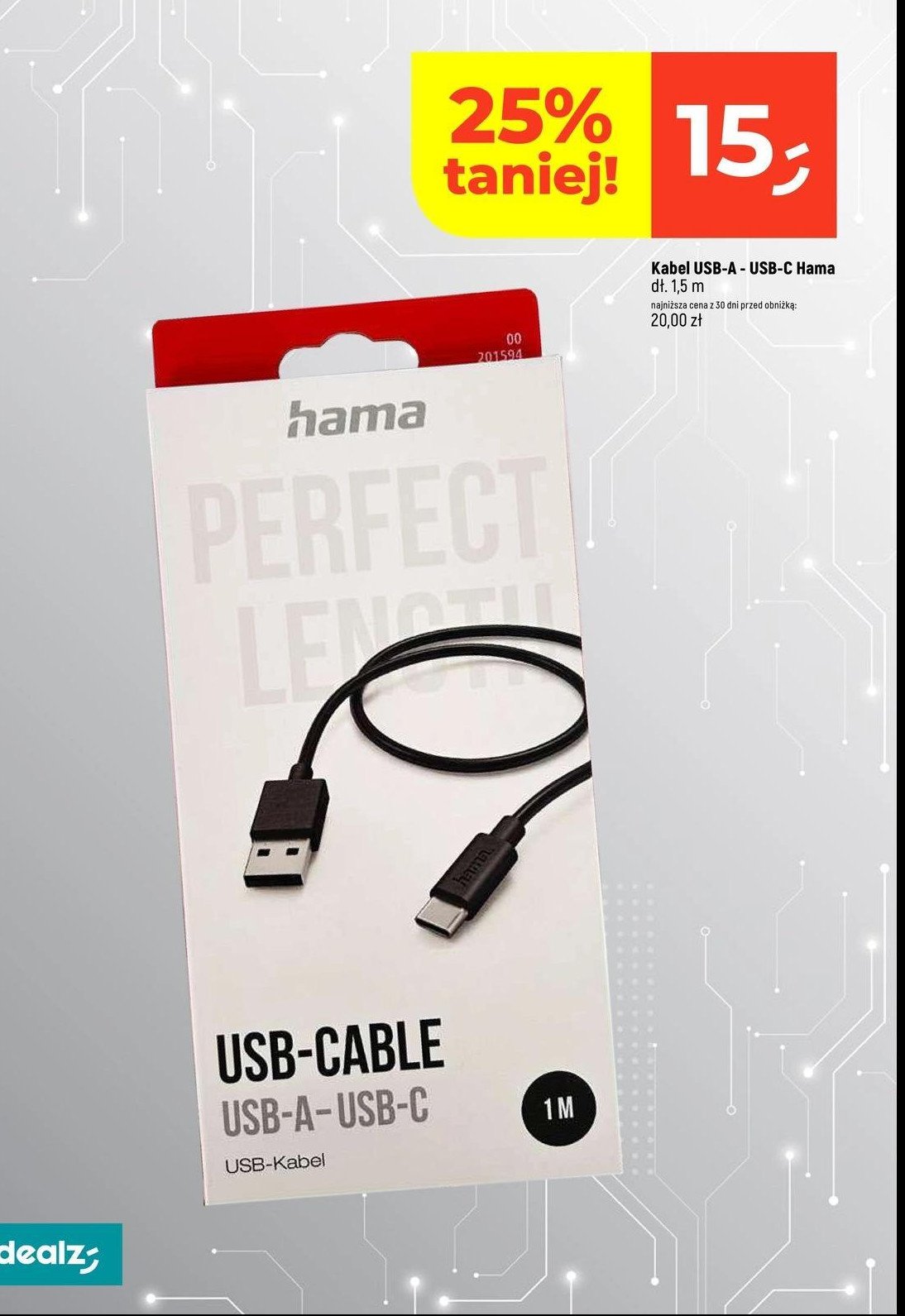 Kabel usb-a - usb-c 1.5 cm Hama promocja