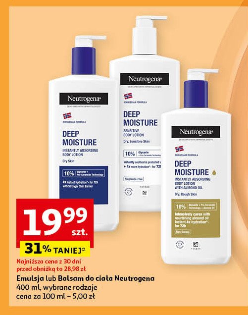 Emulsja do ciała głęboko nawilżająca sensitive Neutrogena formuła norweska promocja