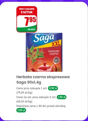 Herbata czarna ekspresowa XXL 90 torebek promocja w Dino