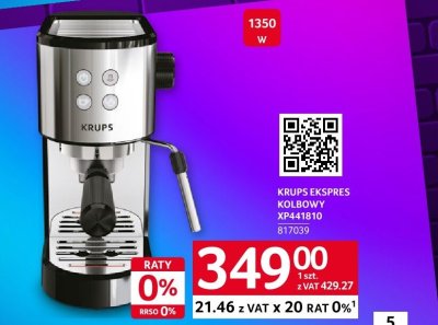 Ekspres KRUPS EXSPRES KOLBOWY XP4411010 promocja w Selgros