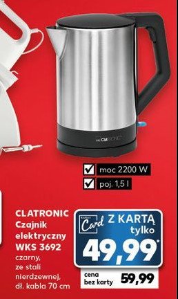 Czajnik elektryczny wks 3692 Clatronic promocja