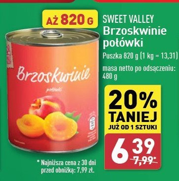 Brzoskwinie połówki Sweet valley promocja